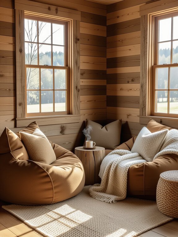 cozy rustic reading nook