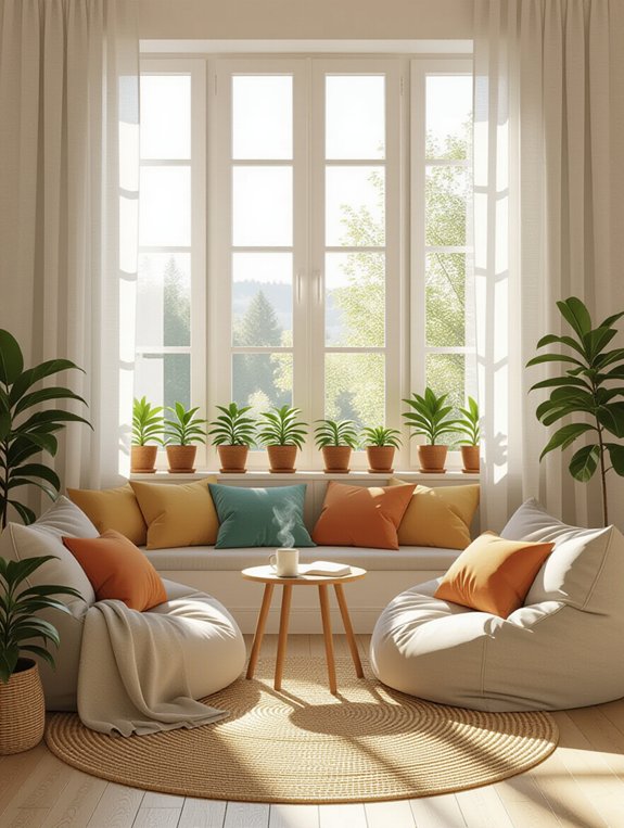 cozy sunlit reading nook