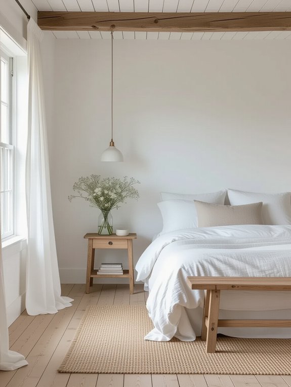 cozy textiles and wooden accents