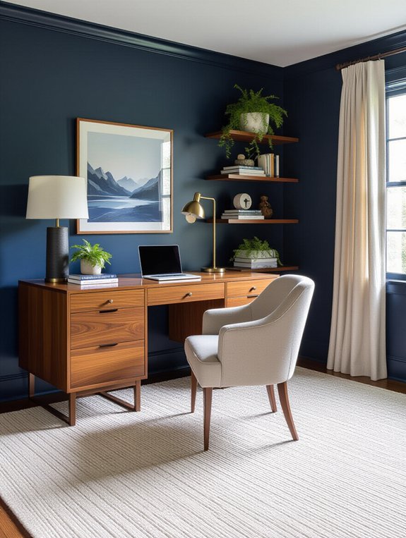 cozy wooden office elements