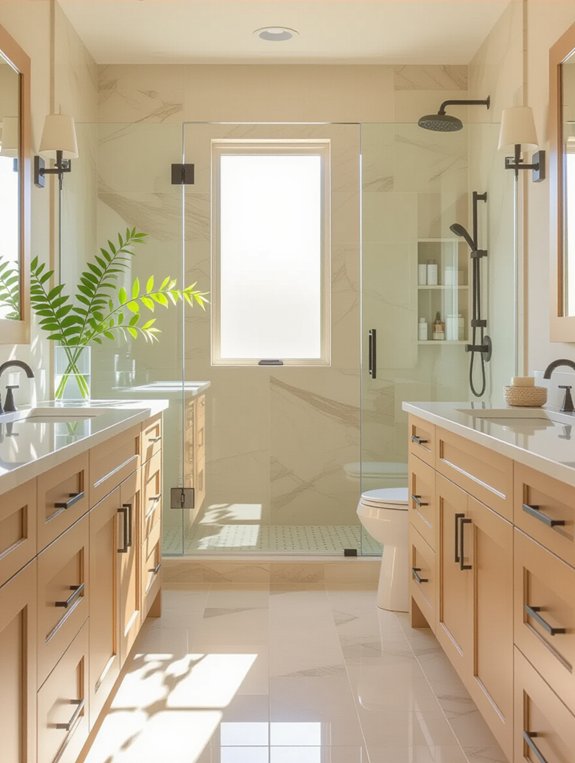 creamy wood clear shower