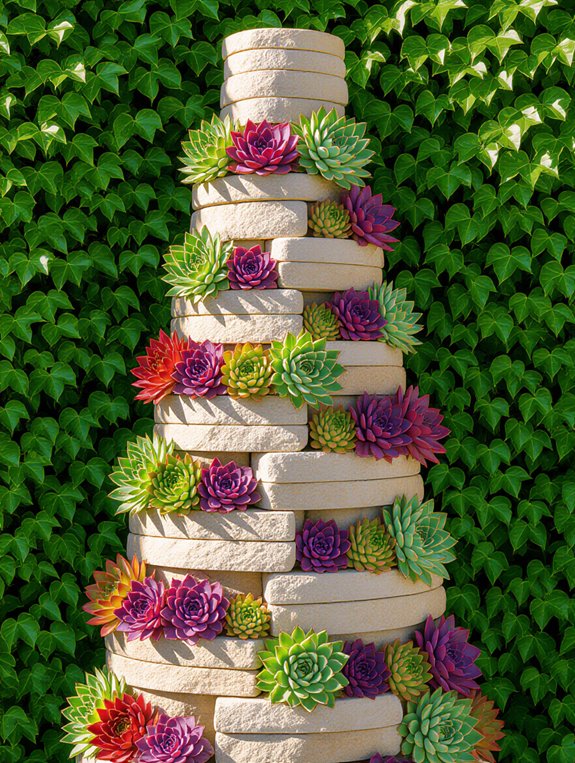 creative vertical succulent arrangement