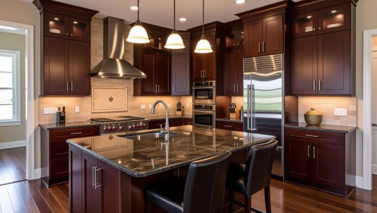 dark wood granite kitchens