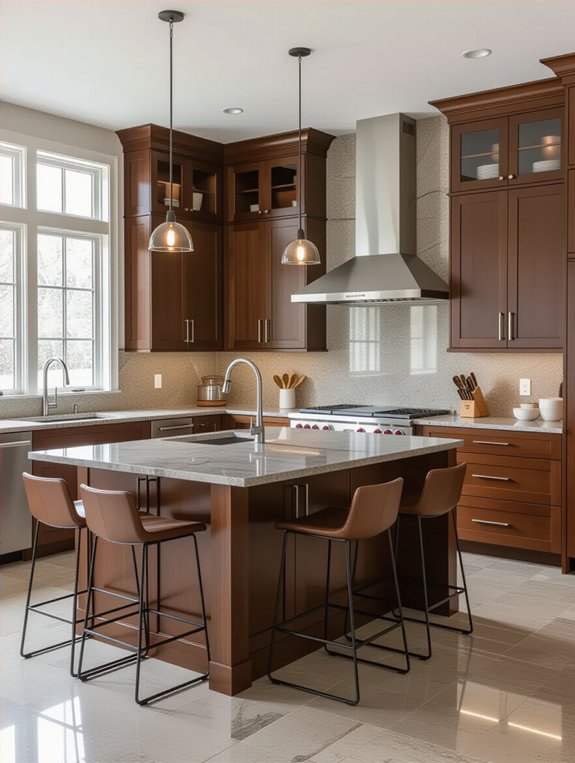 dark wood light granite