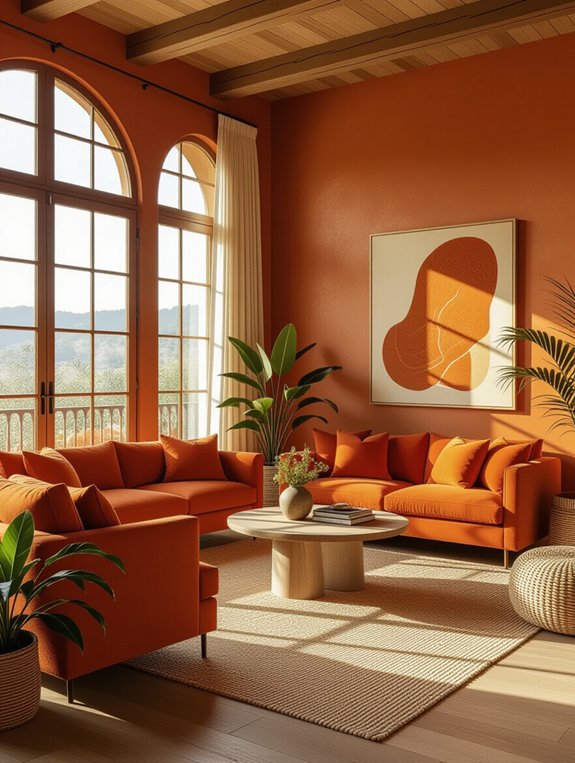 earthy tones orange accents