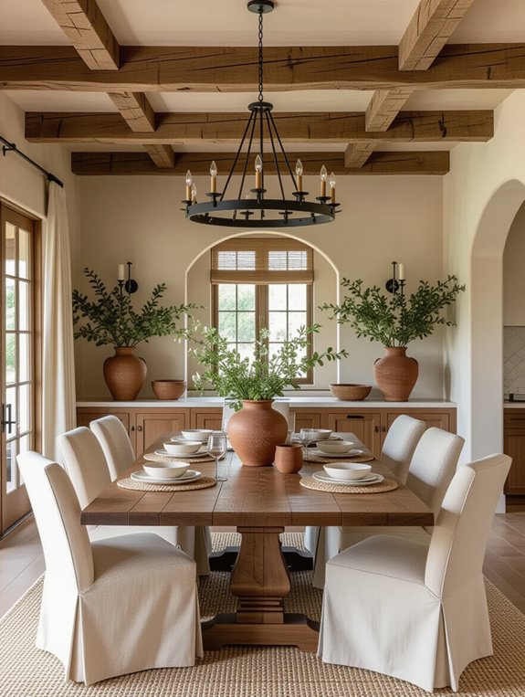 earthy warm dining atmosphere