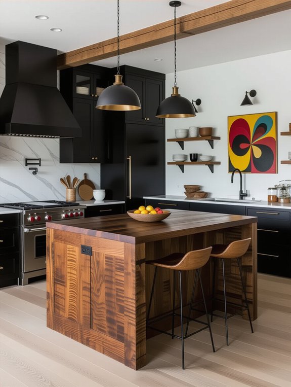 eclectic black kitchen design