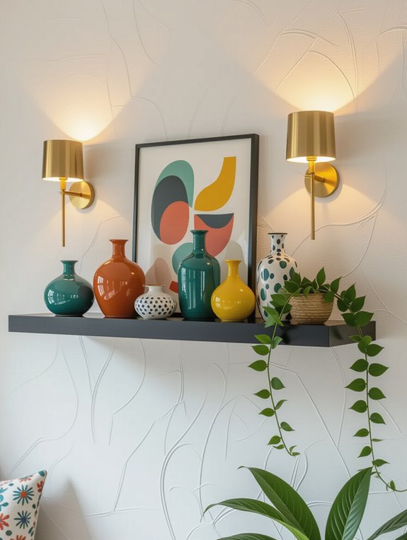 eclectic decor with shelves
