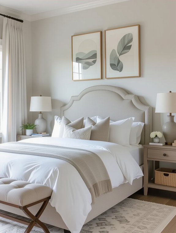 eclectic gray bed design