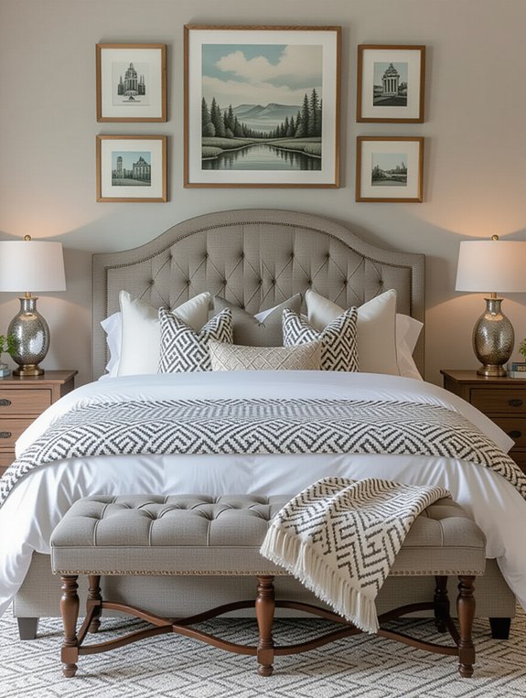 eclectic gray bedroom design