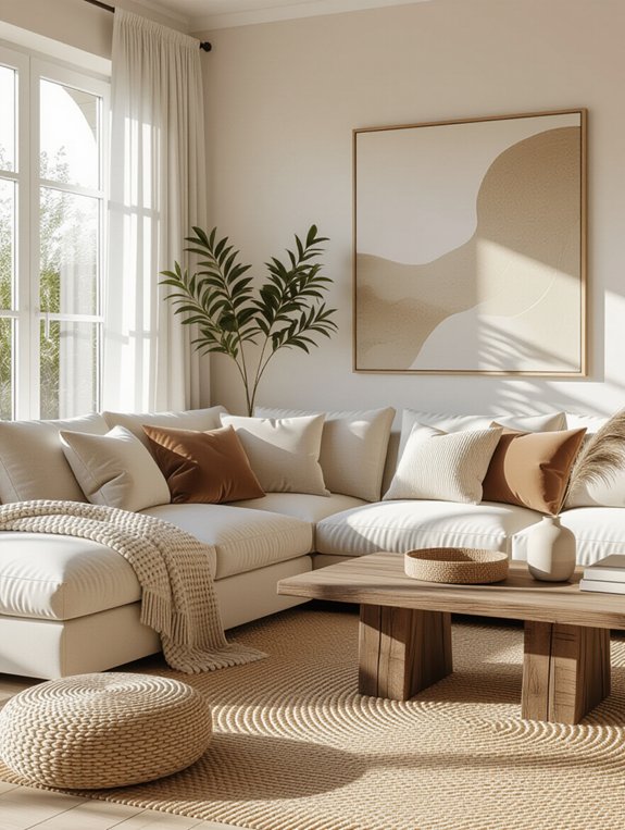 eclectic neutral living room