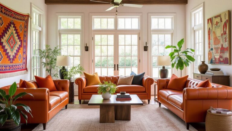 eclectic orange leather sofas