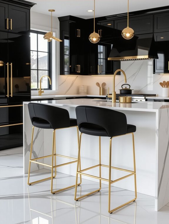 elegant black kitchen stools