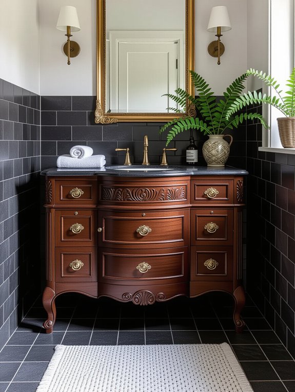 elegant contrast in bathroom