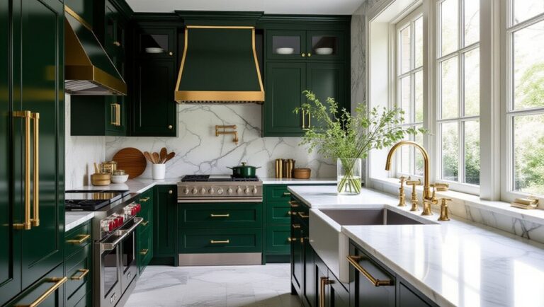 elegant dark green kitchens
