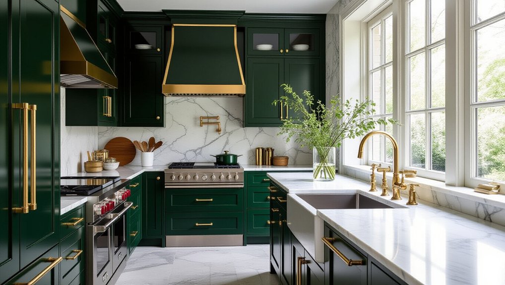 elegant dark green kitchens