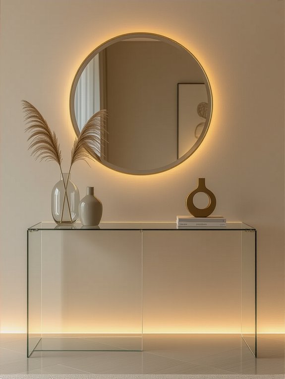 elegant glass console table