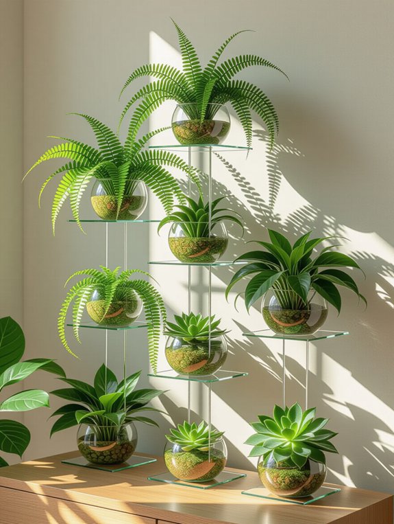 elegant glass plant display