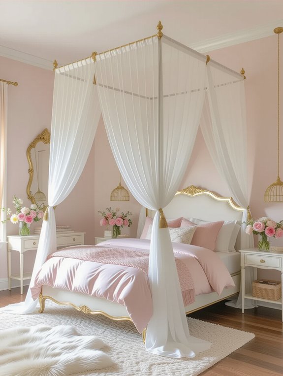elegant gold accented canopy bed