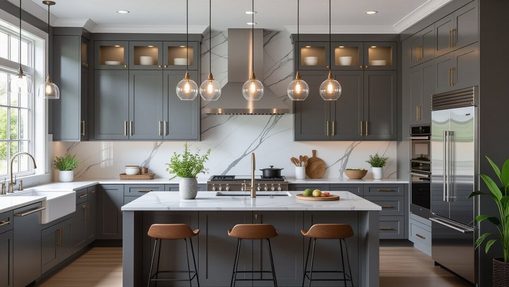 elegant gray kitchen lighting