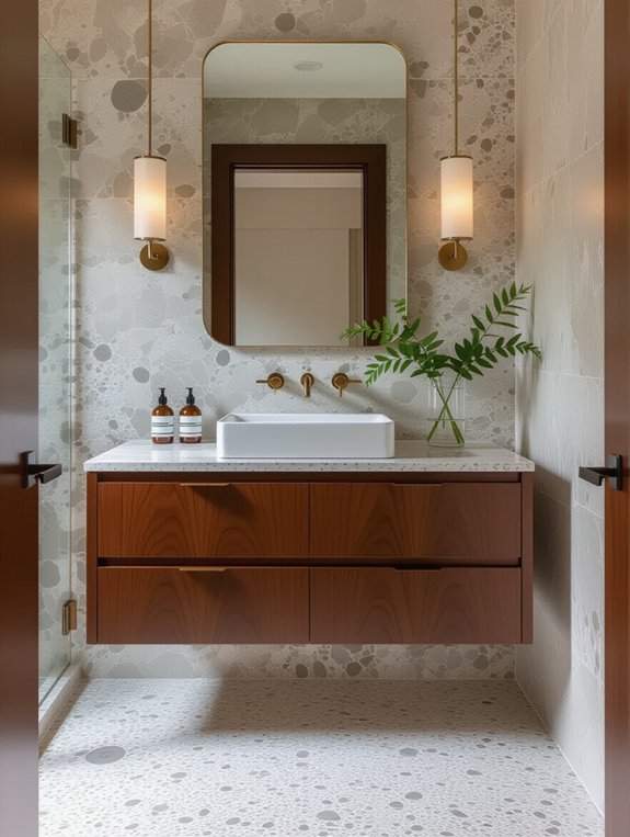 elegant gray terrazzo vanity
