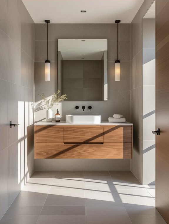 elegant gray tile vanity