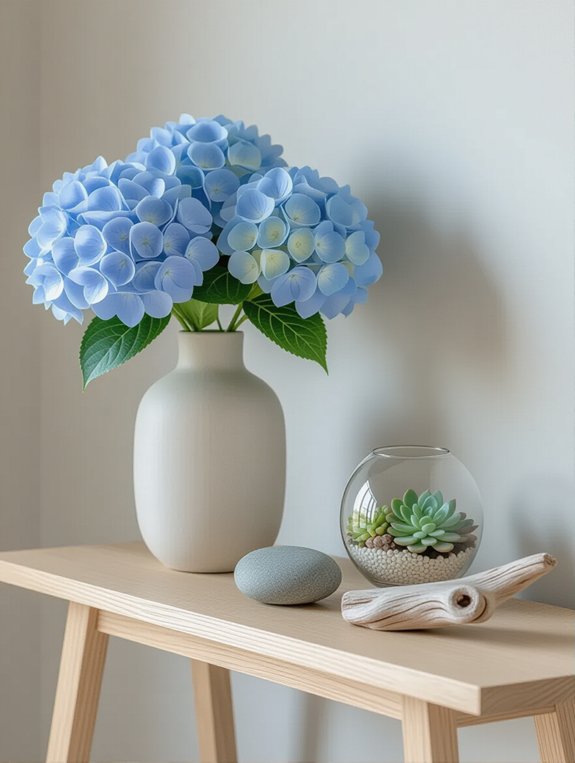elegant hydrangea console decor