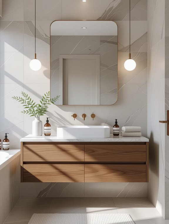 elegant marble wood combination