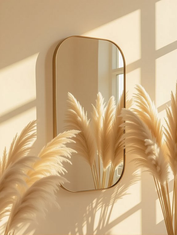 elegant mirror with pampas