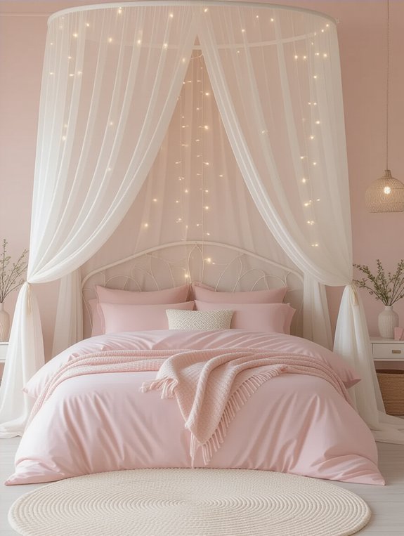 elegant pastel canopy bed