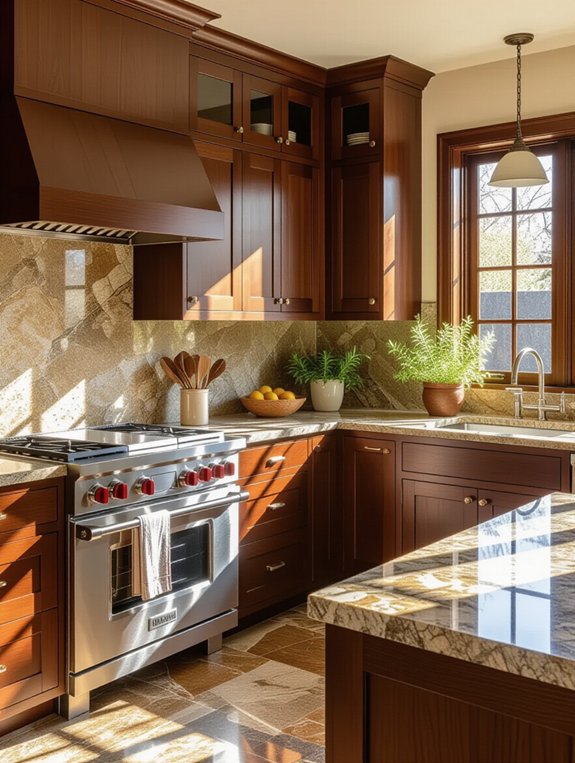 elegant teak and granite