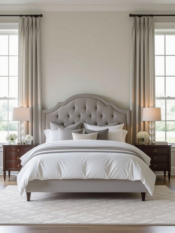 elegant tufted gray bed