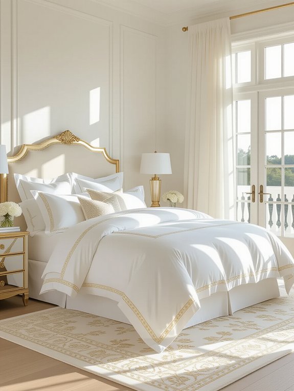 elegant white gold bedding