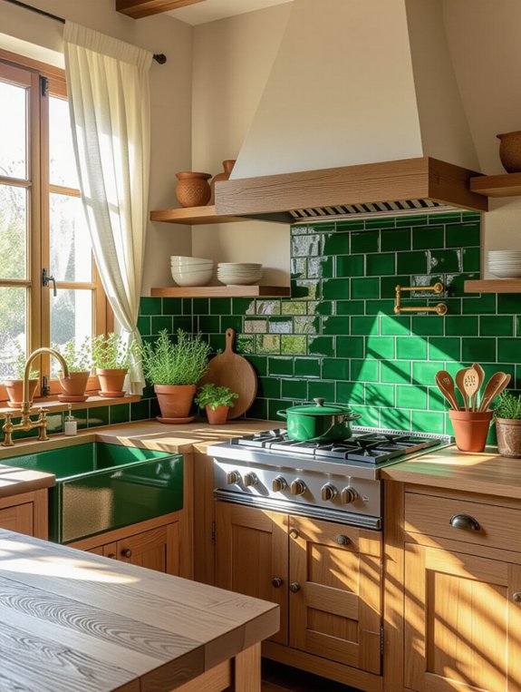 emerald tile kitchen backsplash