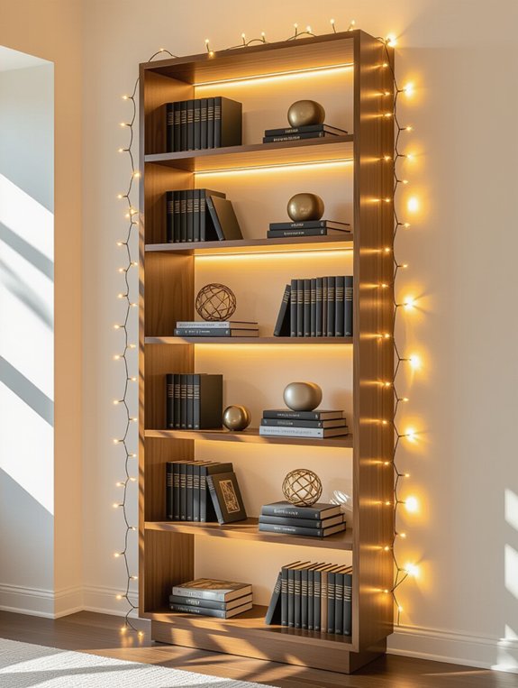 enchanting bookshelf light installation
