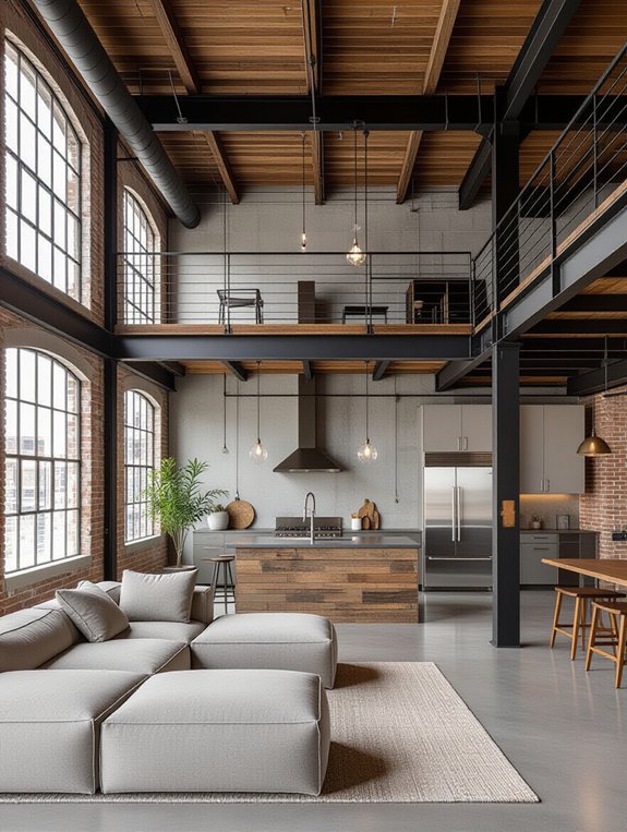 exposed pipes and beams