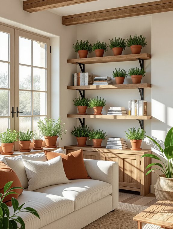 farmhouse open shelving decor