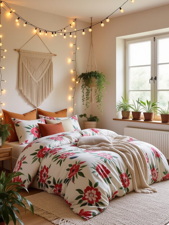 floral layered textiles ambiance