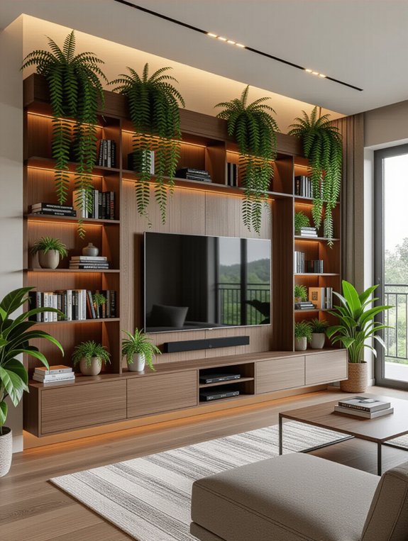 foliage enhanced entertainment center design