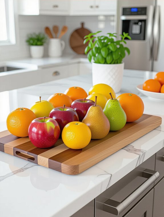 fruit display on cutting board