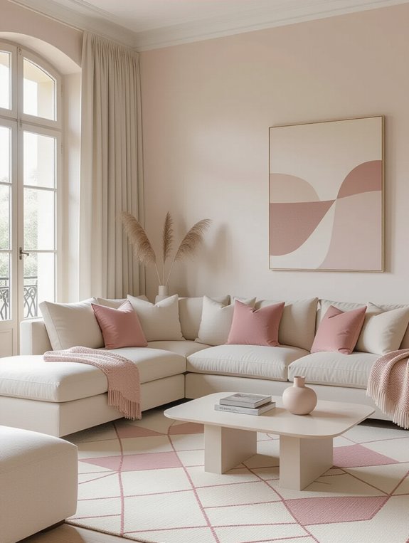 geometric pink beige accents