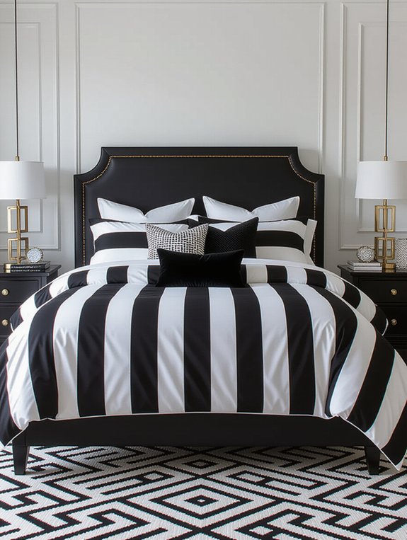 geometric stripes black headboard
