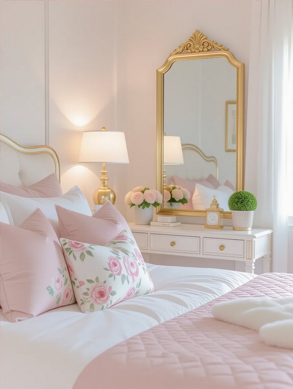 glamorous gold framed mirrors enhance elegance