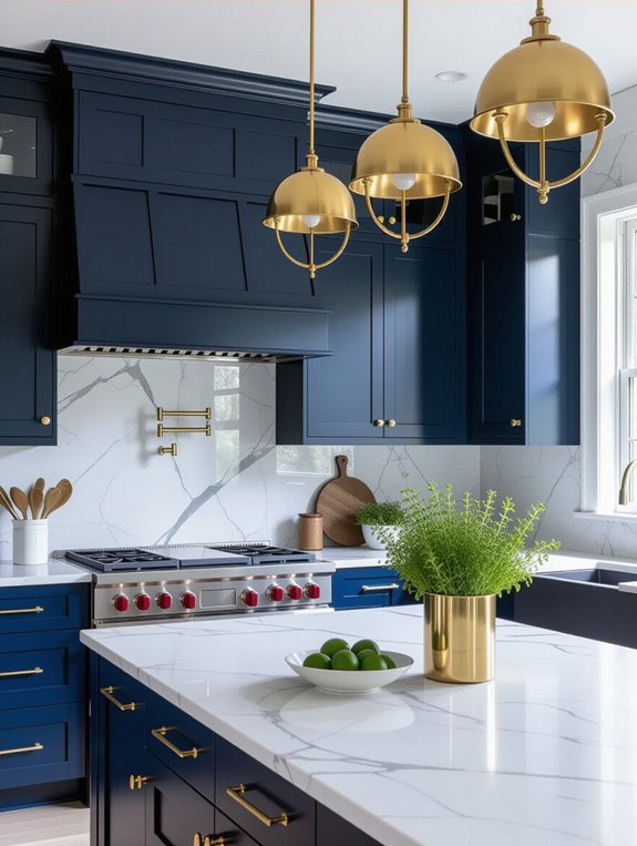 gold fixtures navy elegance