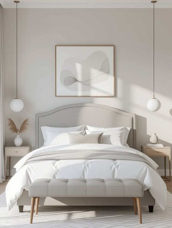 gray upholstered bed serenity