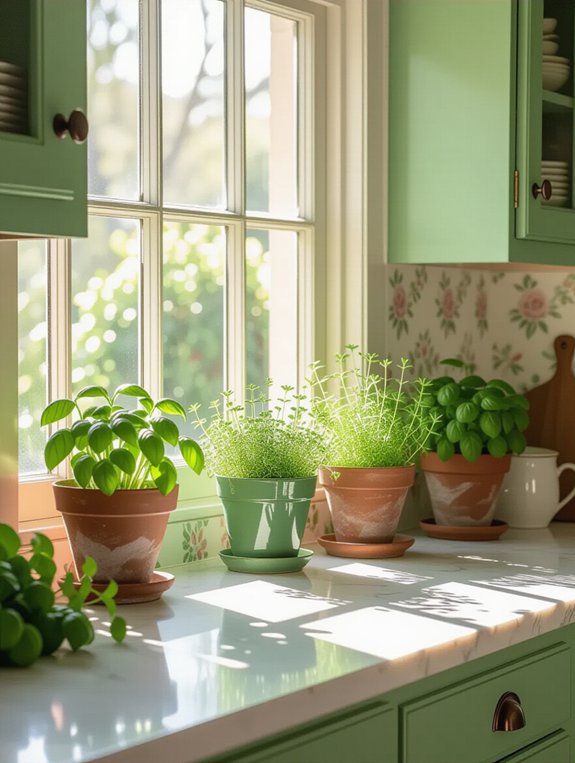 herb garden on windowsill