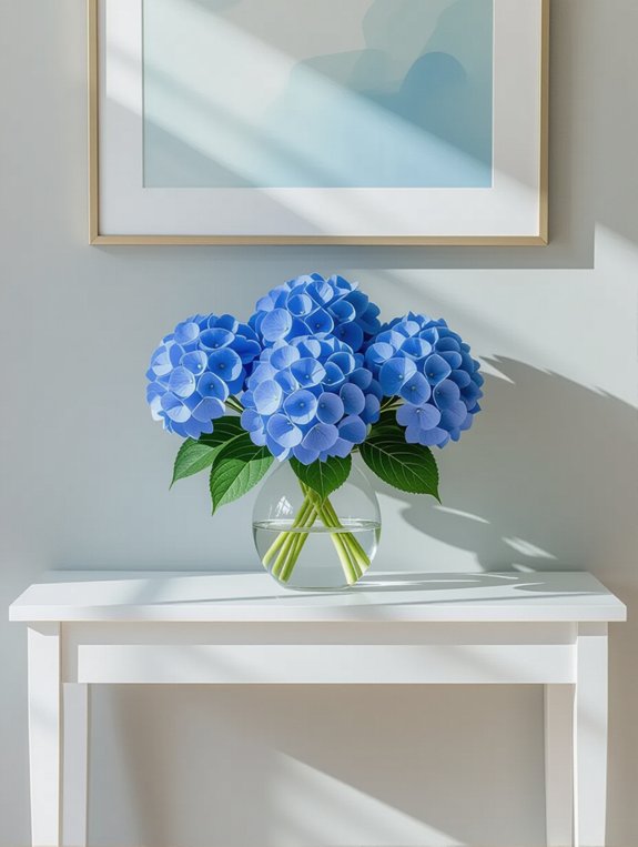 hydrangeas and minimalist decor
