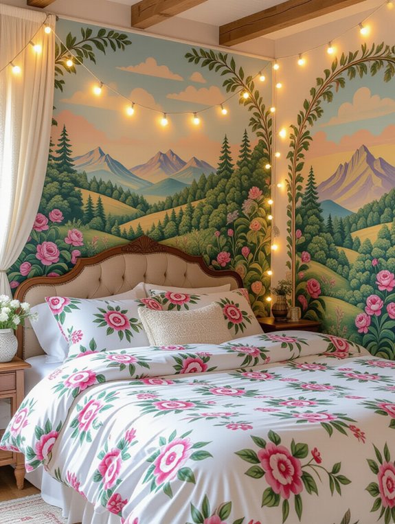 illuminated artistic wall murals