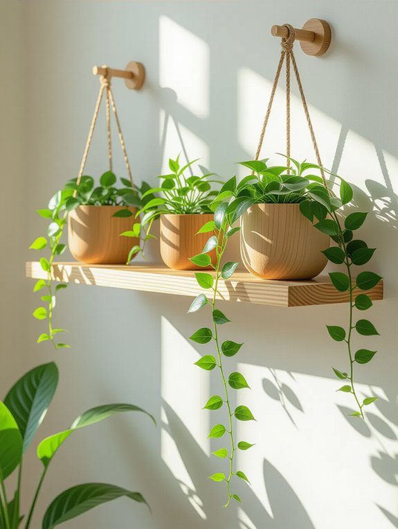 indoor hanging wooden planters