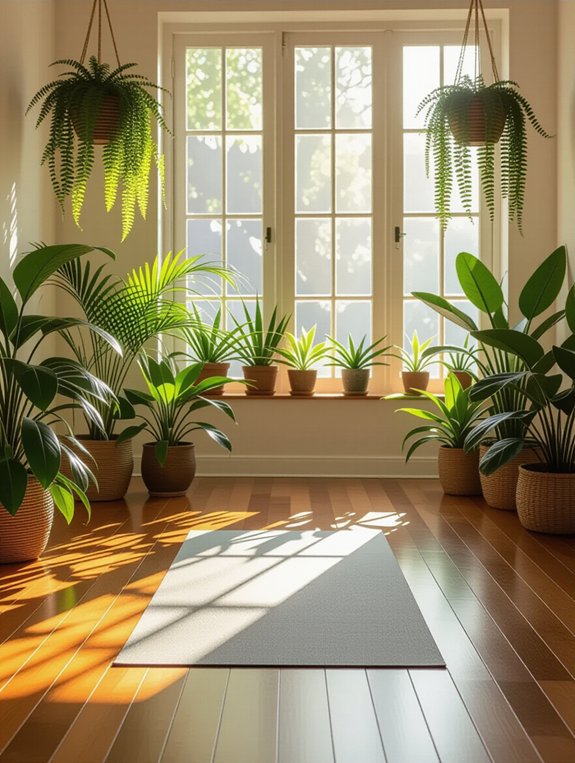 indoor plants wooden surfaces